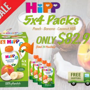 HIPP BABY POUCH WITH ORGANIC FRUITS, COCONUT MILK (4 x 90 g)