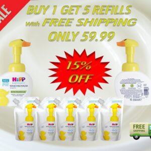 HIPP Baby Face and Hand Washing Foam Sensitive 250 ml + 5 additional Refill Packs 250 ml
